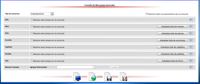 Pantalla de Consulta de Comercio de Mercancías