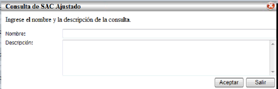 Cuadro de diálogo para guardar las consultas