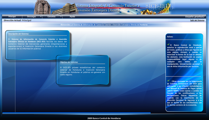Pantalla Principal del Sistema